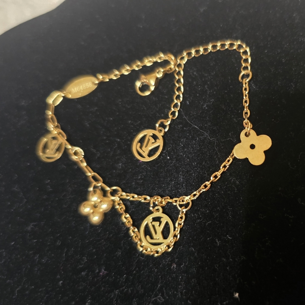 Gold Chain Bracelet with Charms